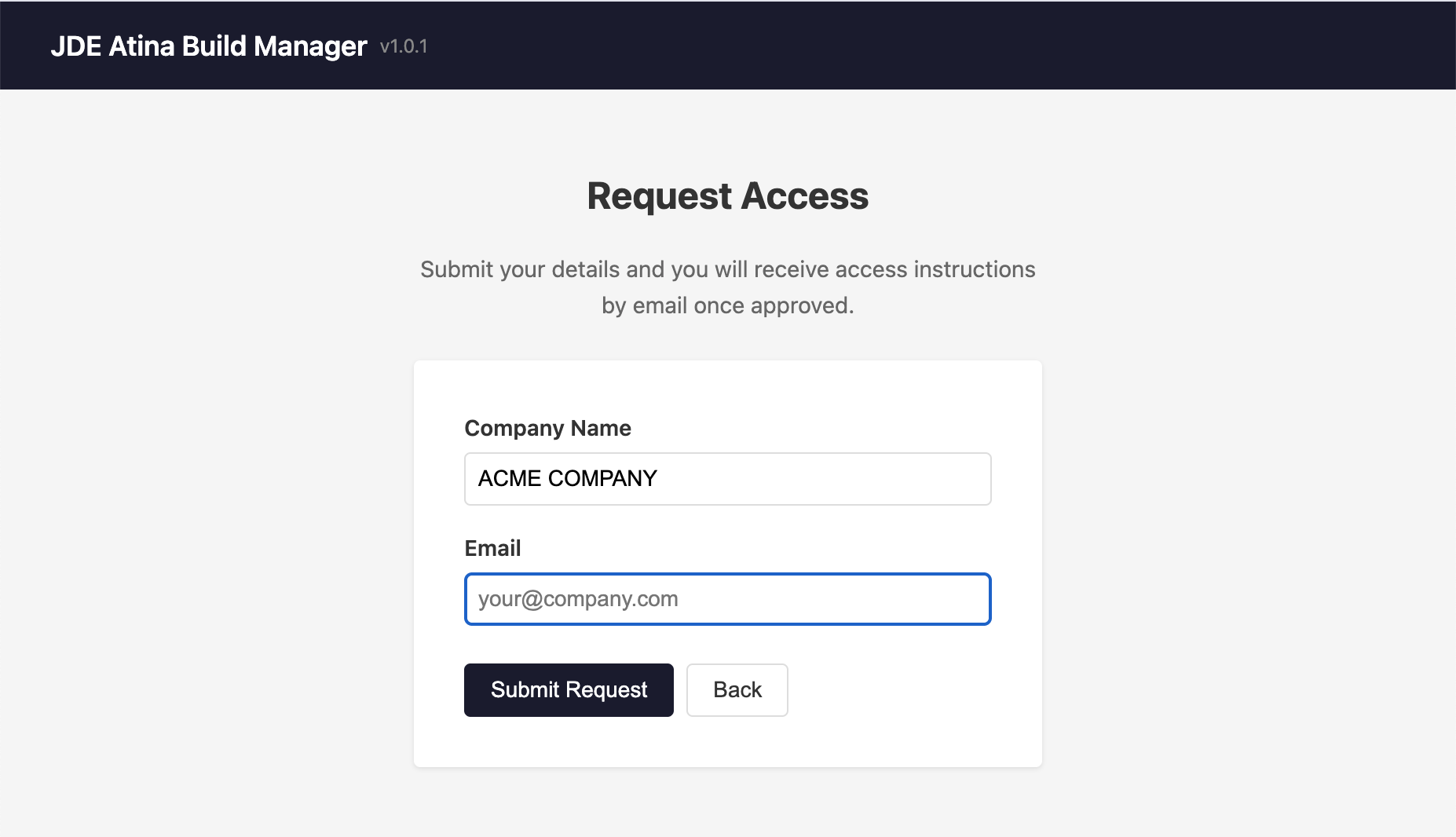 New Customer request form