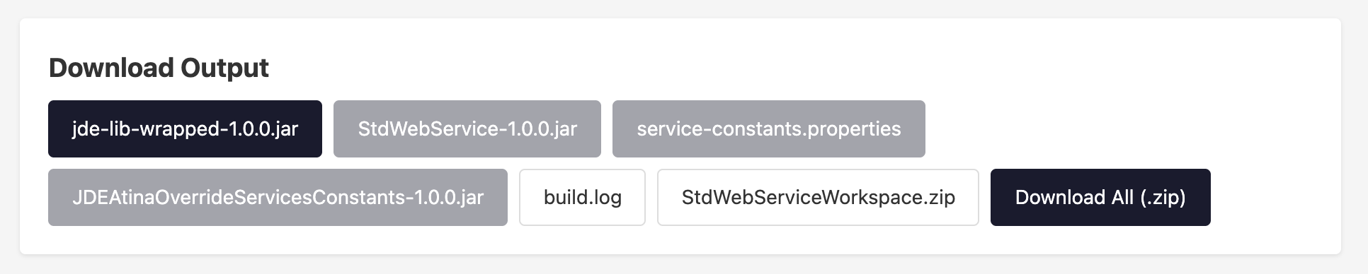 Download links after a successful build