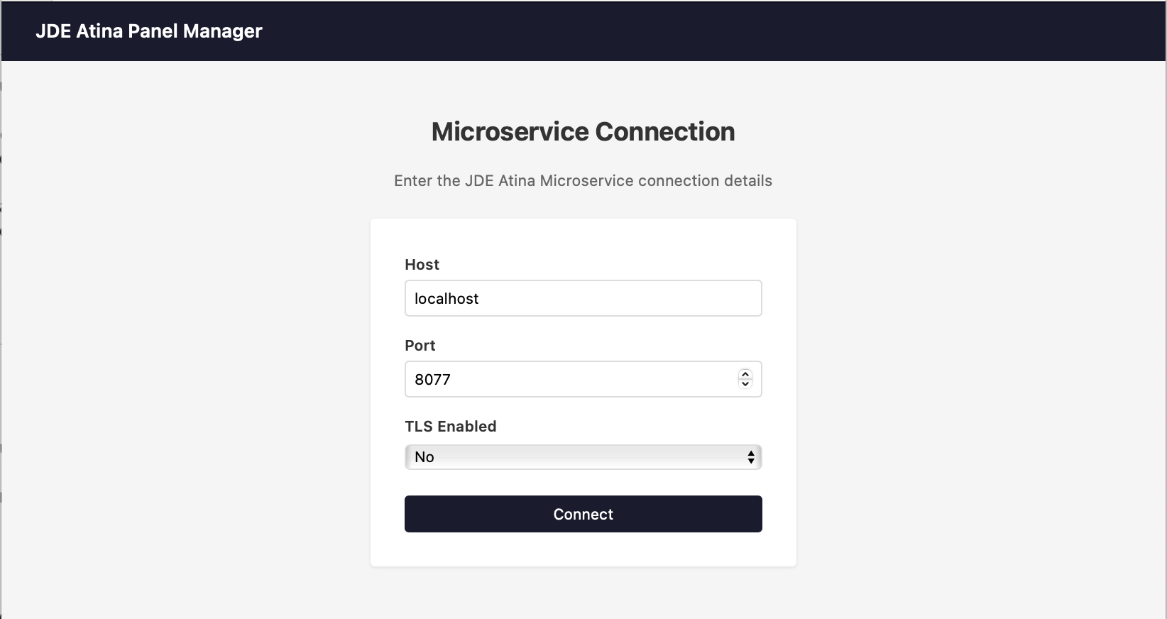 Connection form asking for Host