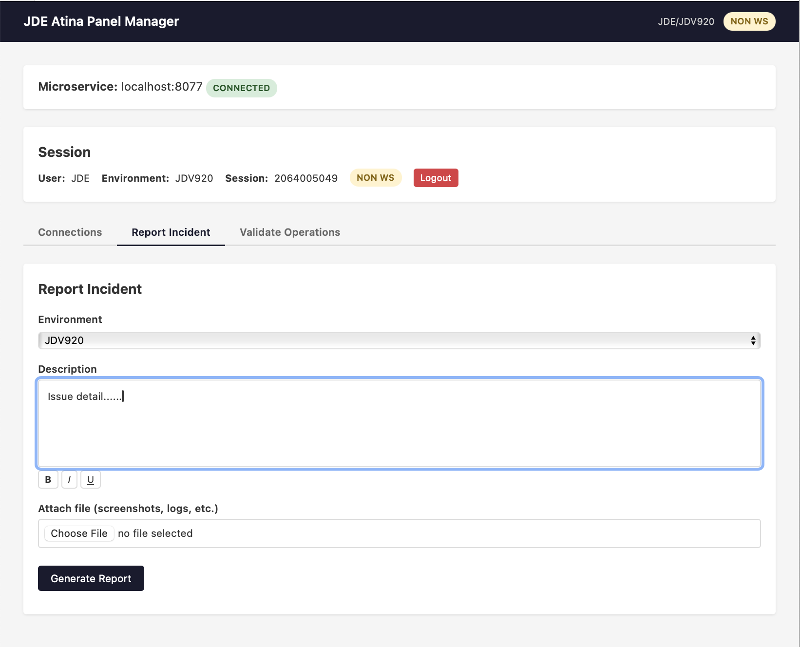 Report Incident form
